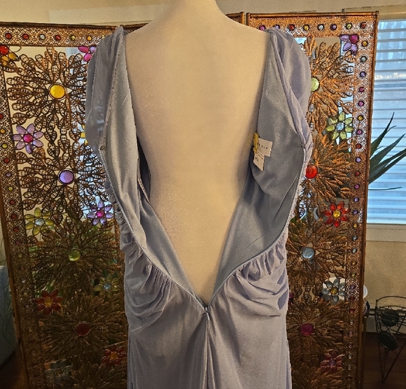 After Six Runched Sleeveless Maxi Formal Evening Gown Dress Blue Size 8 - Picture 7 of 9